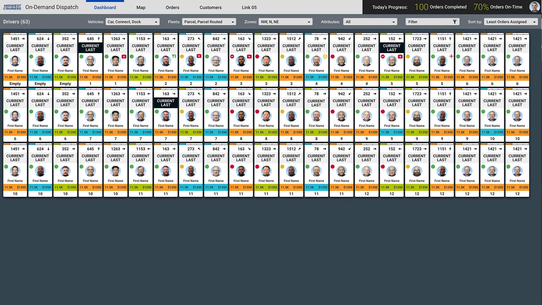 Active drivers (left screen)