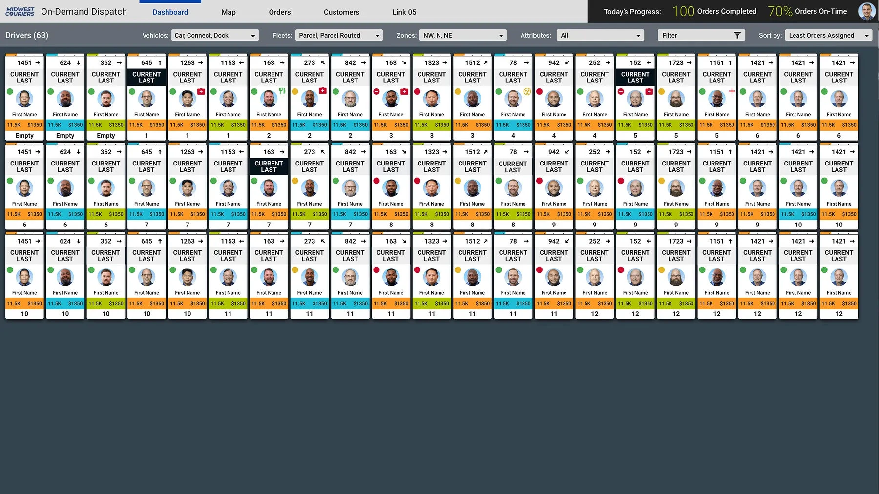 Active drivers (left screen)